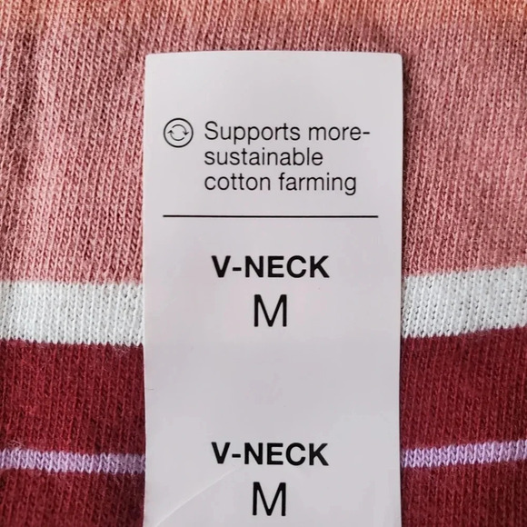 SO | Essential V-Neck Long Sleeve T-Shirt in Pink Stripe sz Various - Picture 6 of 10